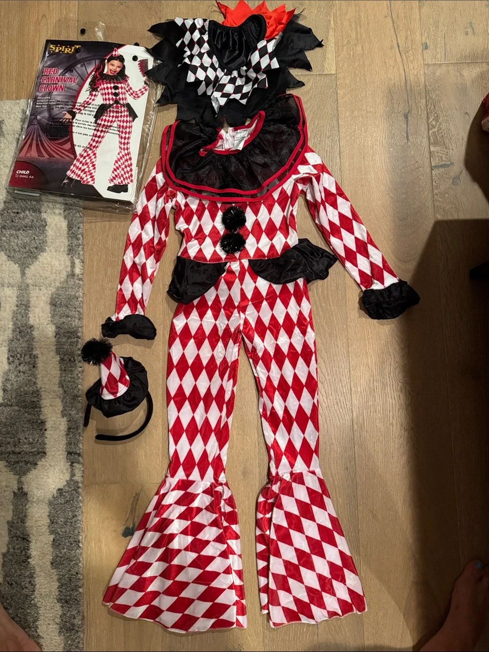 Spirit Red Carnival Clown Kids Costume - Red & White size 4/6